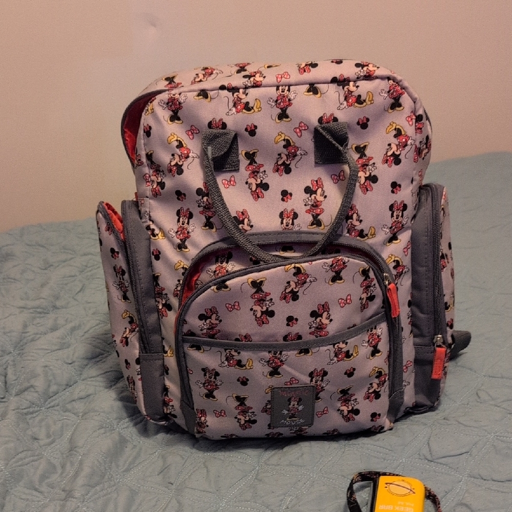 Minnie Mouse Backpack with Gray and Pink Accents